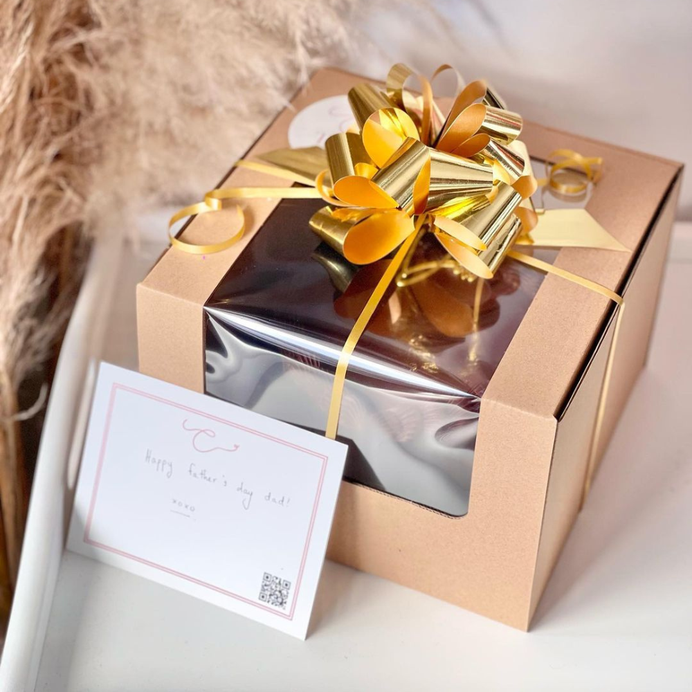 Cake Box with Window, 130L x 130W x 100H mm (5 x 5 x 4"), Natural Kraft