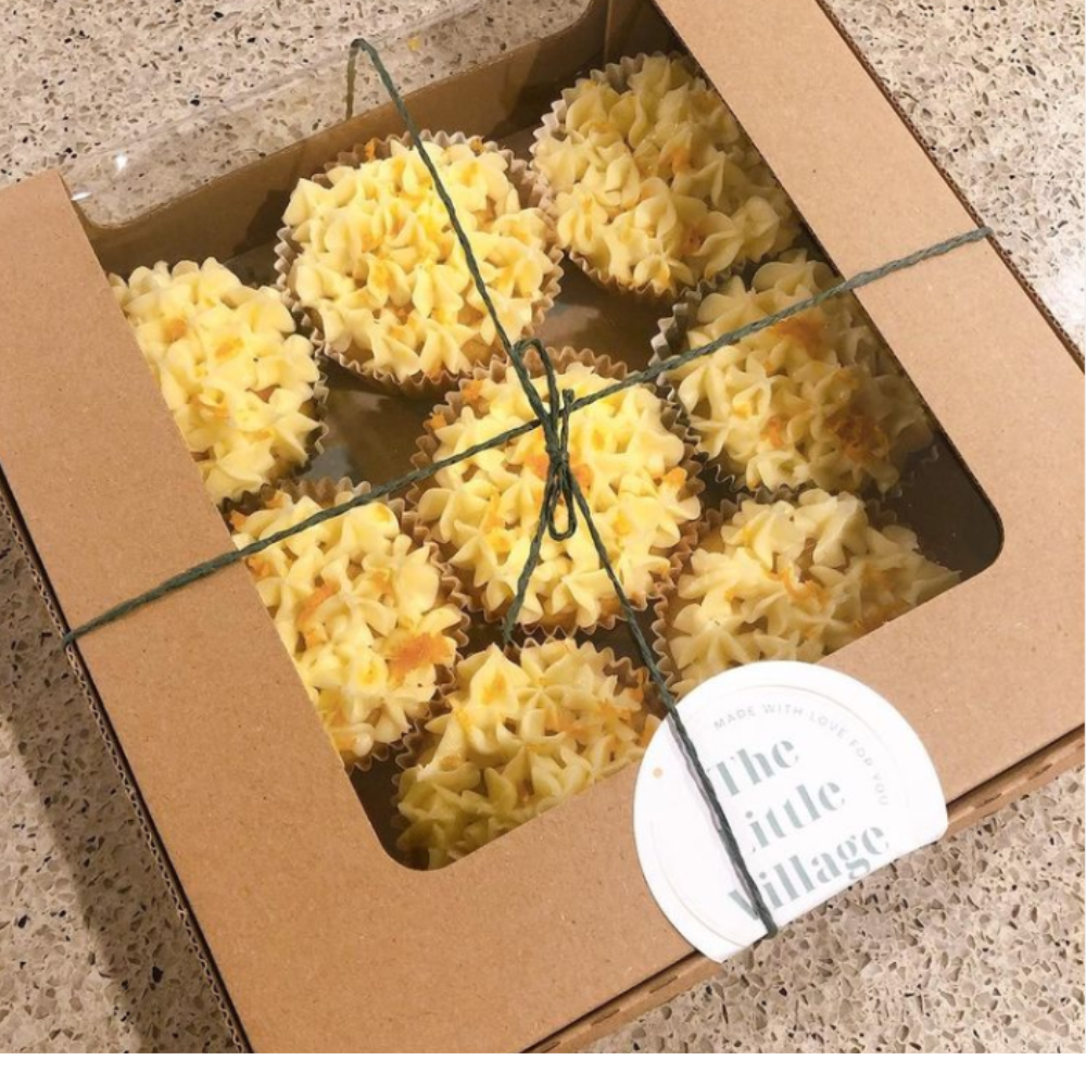 Cake Box with Window, 210L x 210W x 65H mm (8 x 8 x 2.5"), Natural Kraft