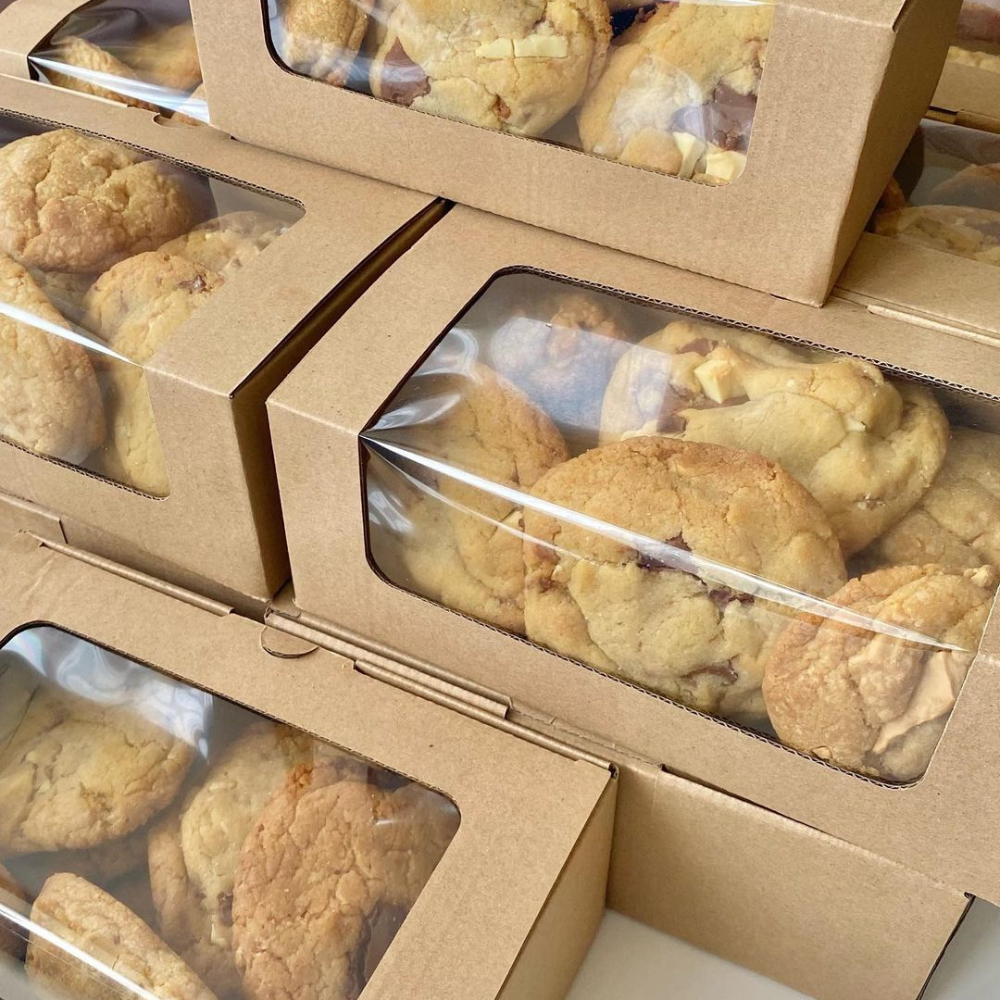 Rectangular Multipurpose Window Bakery Box Window, 220L x 120W x 80H mm, Natural Kraft