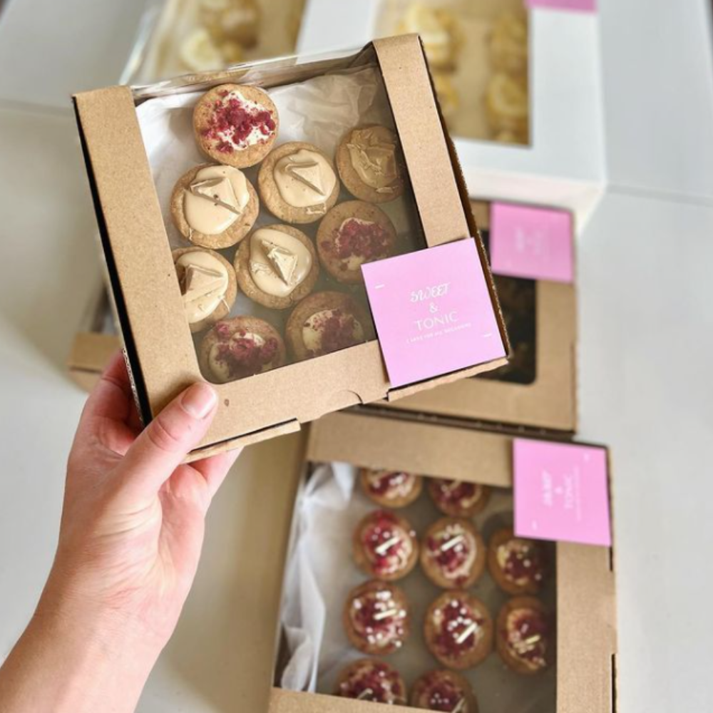 Rectangular Cake Box with Window, 270L x 180W x 100H mm, Natural Kraft