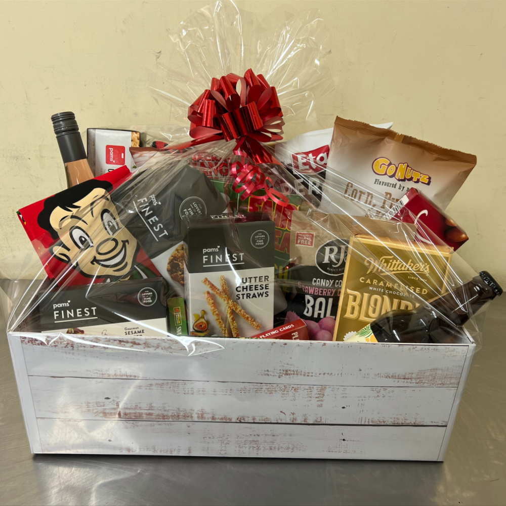 Large Hamper Tray, 339L x 259W x 120H mm, White Wash/Wooden Design Print