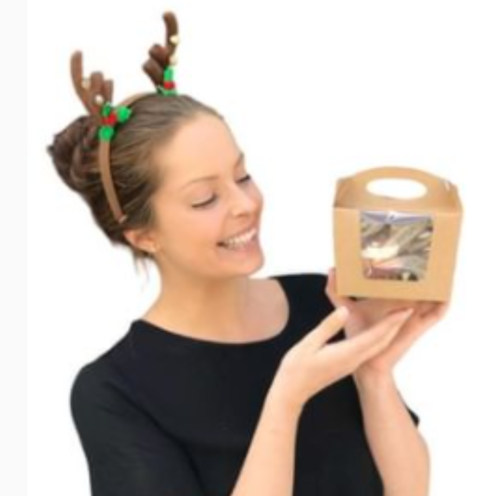 Medium Bakery Box with Window & Handle, (Base: 120L x 90W) x 90H mm, Brown Kraft BW105