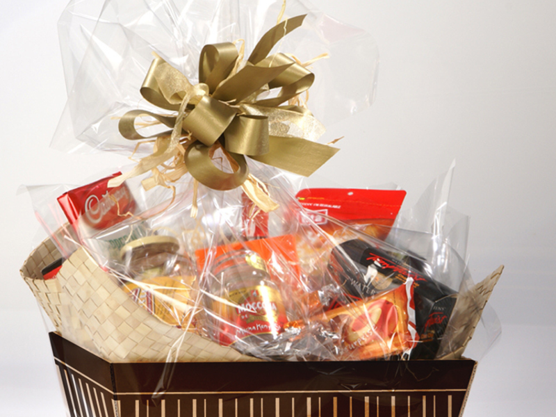 Black and Gold Flare Tray with Cellophane Wrap