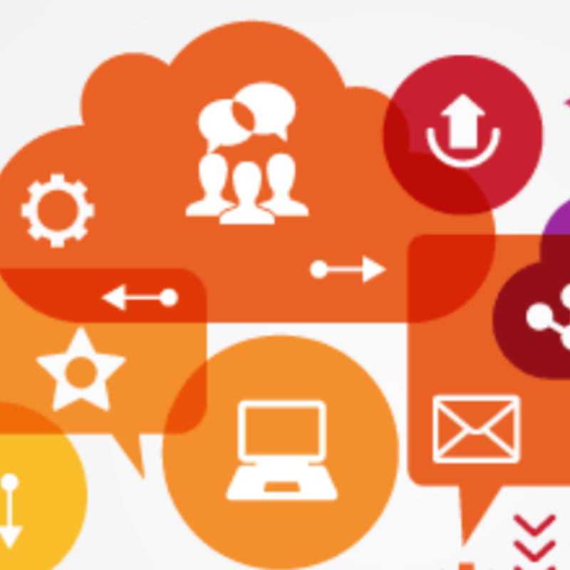 Social media icons on orange background